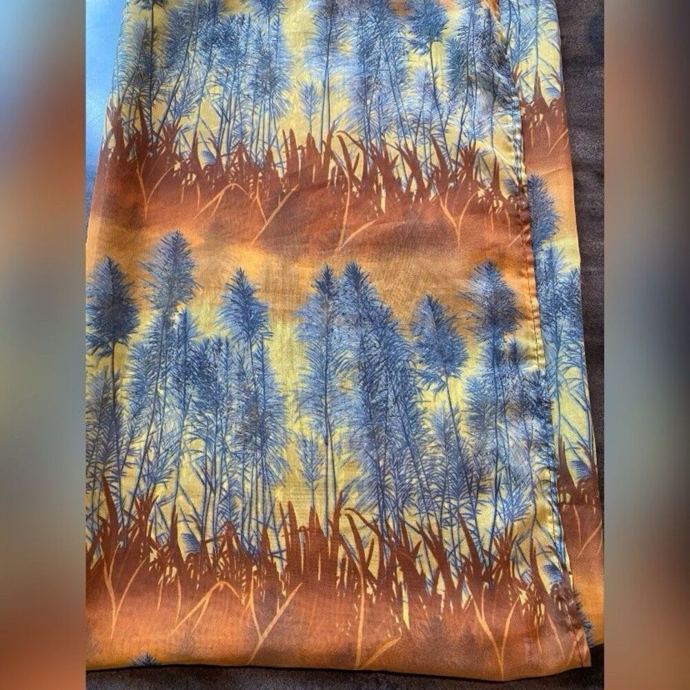 Women’s Scarf Brown Blue Forest Art To Wear 45 X 55”